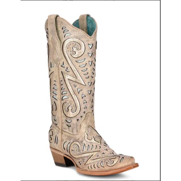 Corral Women's Bone Inlay & Embroidery & Studs Boots Size 8.5 M - Picture 1 of 10